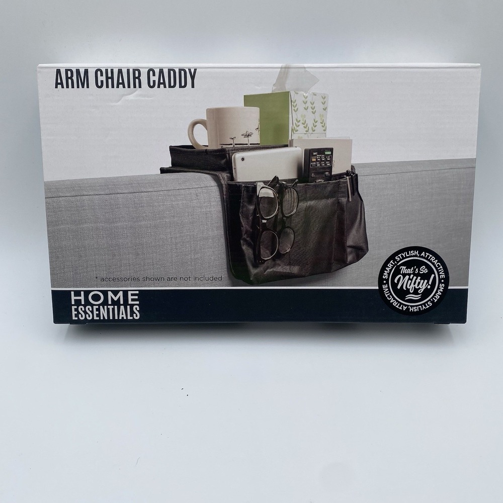 Nifty Home Essentials Arm Chair Caddy, Black, New Open Box - Picture 2 of 3